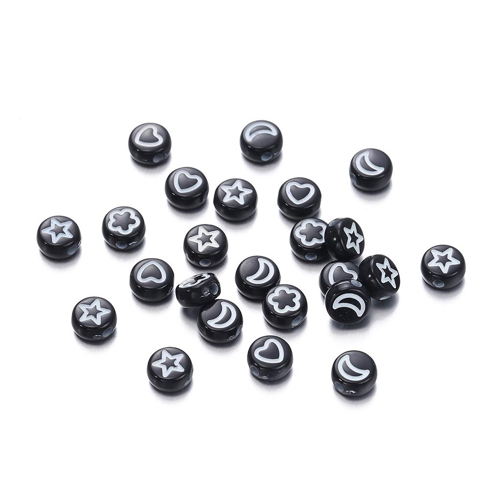 

50pcs Colorful Acrylic Heart Flower Beads Flat Round Spacer Loose Bead for Necklace Bracelet DIY Jewelry Making Accessories 7mm x 50pcs