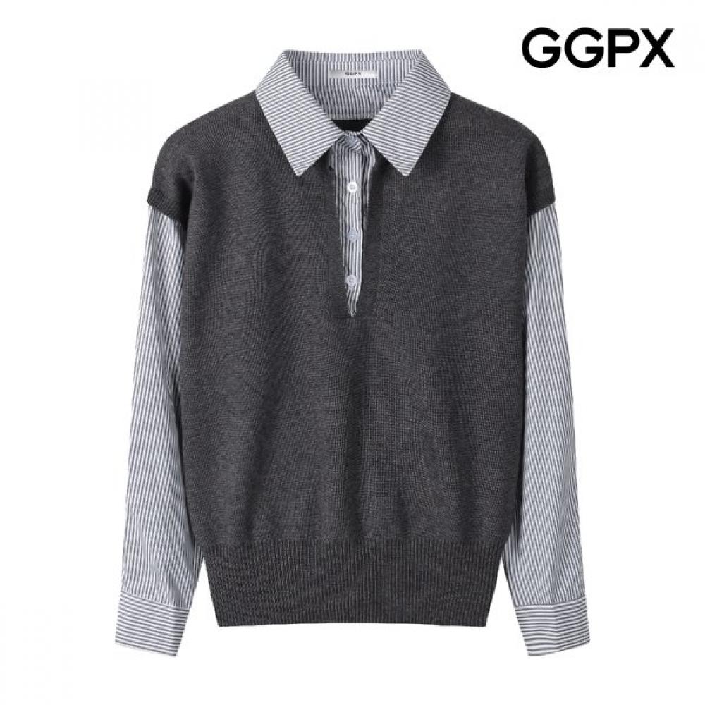 Ggpx Knit Color Block Layered Stripe Shirt Gq2sh018f navy/F