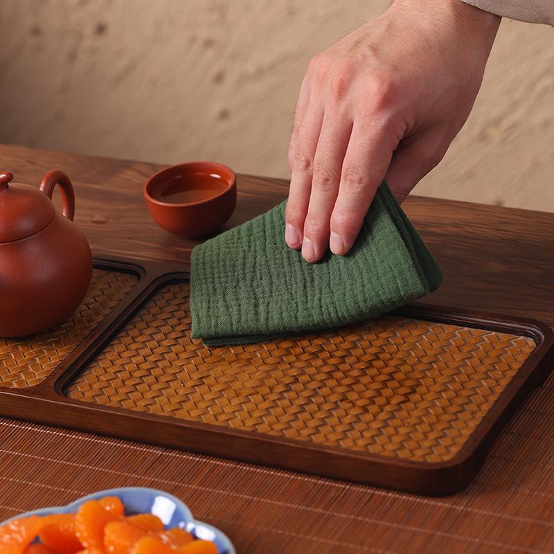 Handmade Zen Cotton Double-Layer Absorbent Tea Mat - Versatile Teapot Tablecloth and Wiping Cloth for Tea Ceremony