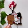Wall Key Holder Panda Bubu And Dudu Acrylic Keychain Hanger Cartoon Backpack Charm Key Ring Pendant Accessory Couple Gift