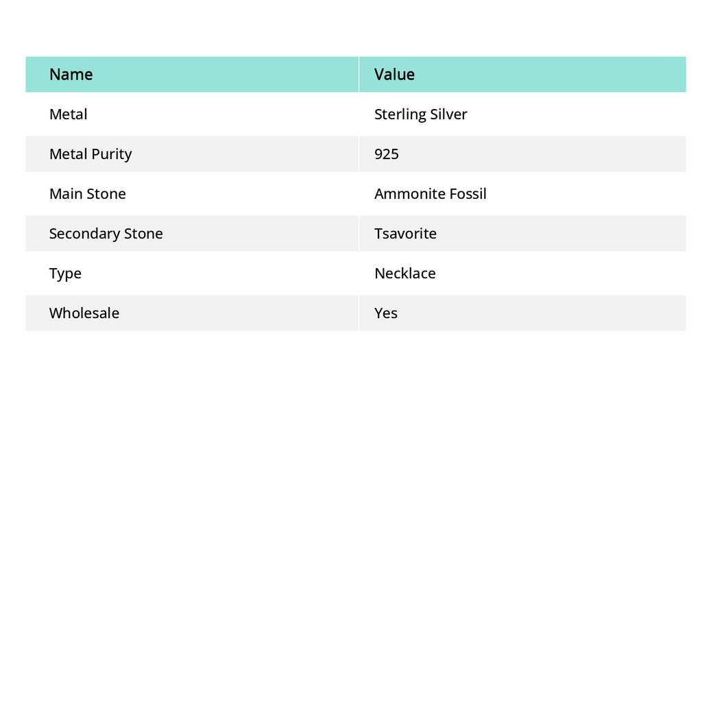 Ammonite Fossil Gemstone 925 Sterling Silver Jewelry Necklace 18"