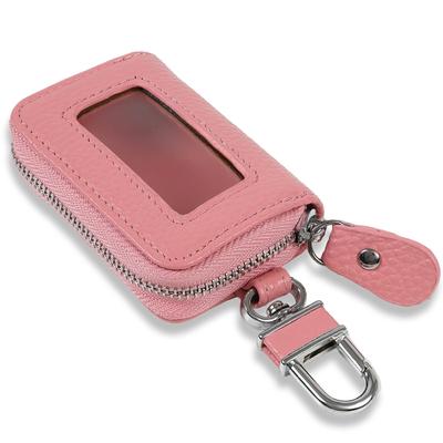 Negs-S Smart Key Case with Window, Anti-Slip Cushion, Key Case, Smart Key Compatible, Car, Leather, Light Pink