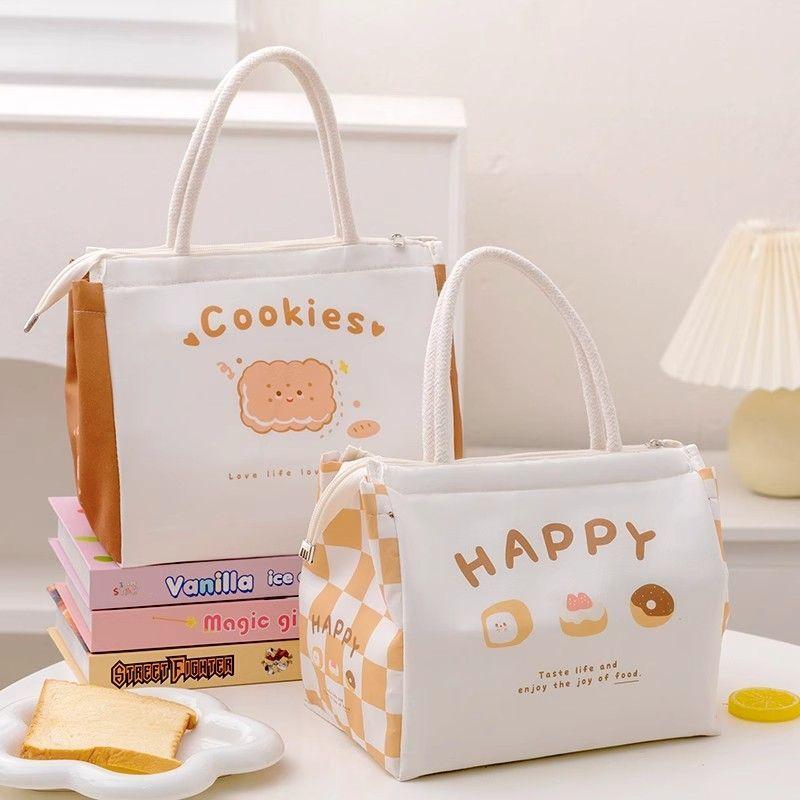 Cartoon Lunch Bag Bento Tote Pouch large-capacity lunch bag Women Cute Print Cooler Insulated Bag thick aluminum foil Handbag