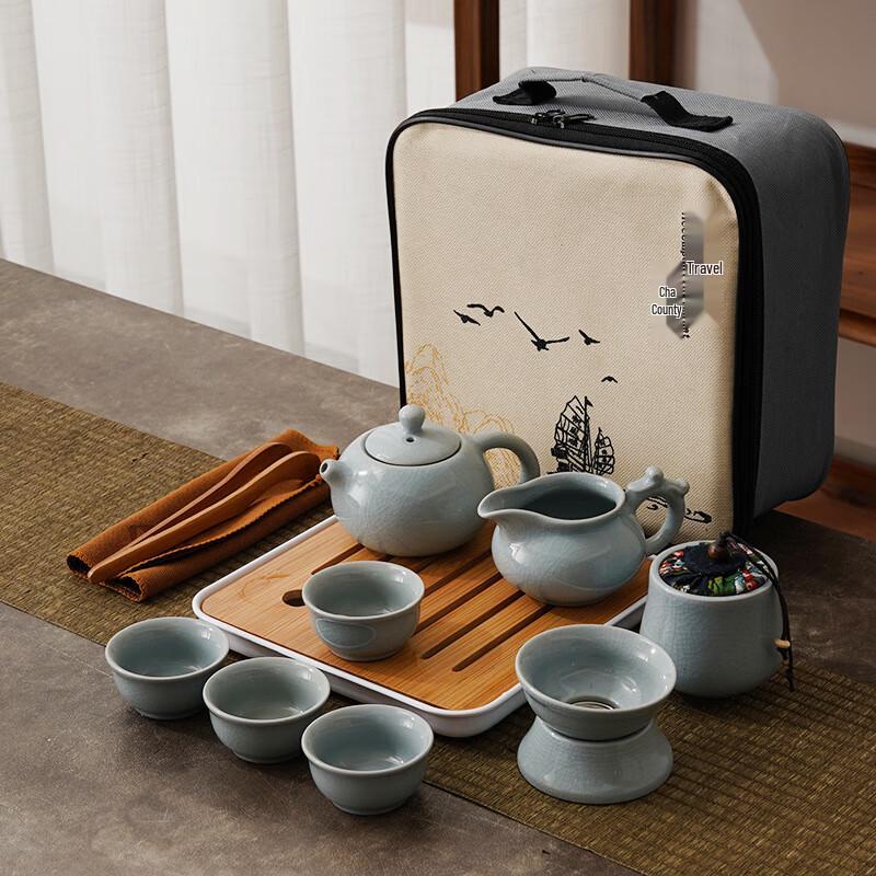 Green Ceramic Travel Tea Set