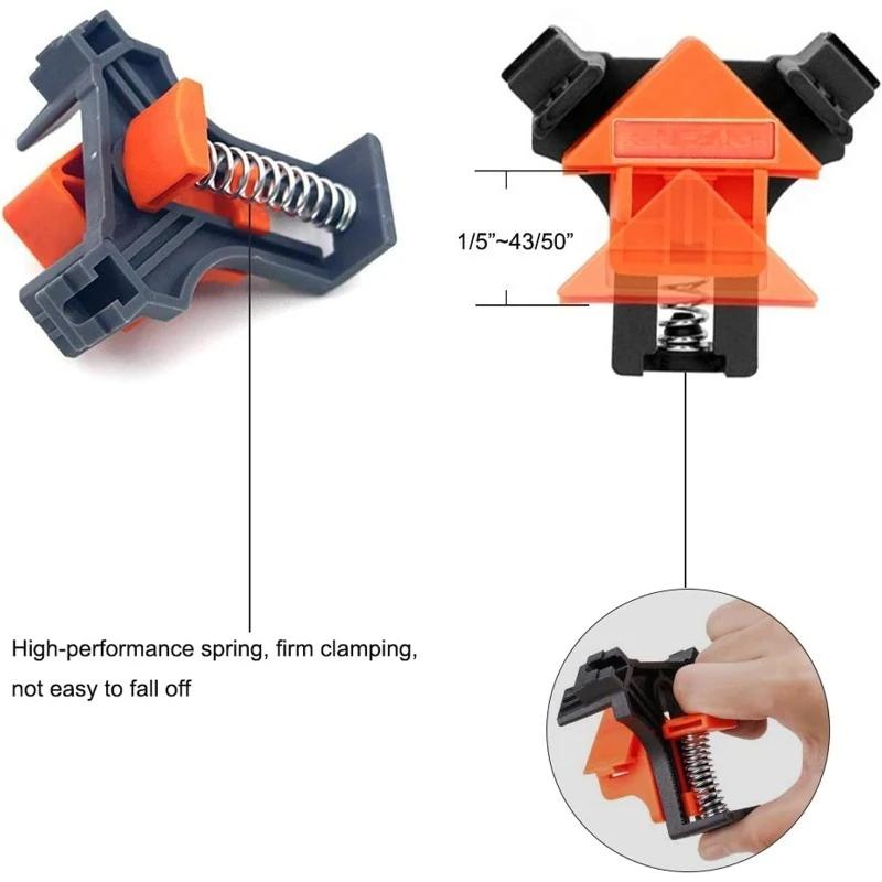 Quick-Set Right Angle Wood Clamps - Spring Loaded 90 Degree Corner Clamps for DIY Furniture Photo Frames Cabinet Building Tools
