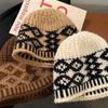 Knitted Jacquard Hat for Winter Warmth Rhombic Pattern Pullover Hat for Women Teens Girl Everyday Wear All Matching