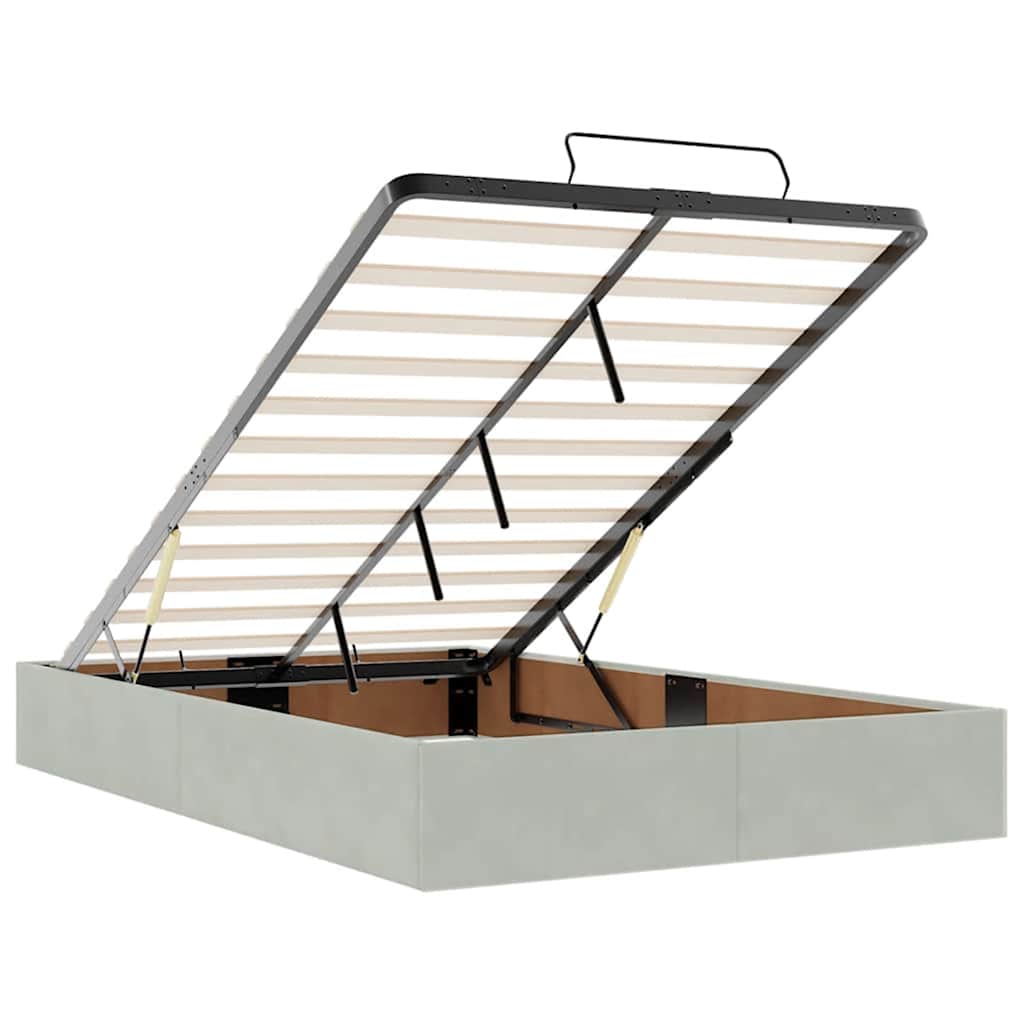 Ottoman Bed with Mattress & LEDs Light Grey 120x190 cm Velvet