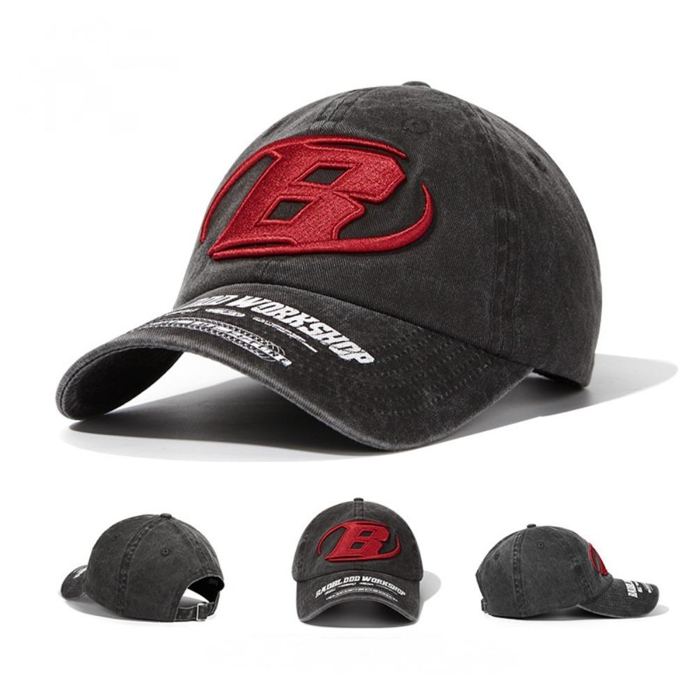 Vintage Korean Style Baseball Cap for Men Women, Embroidered Letter Cotton Color Block, Outdoor Casual Streetwear Fashion Hat