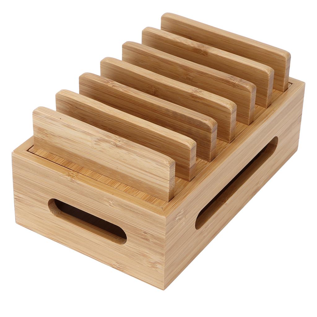 Base de Madera de Bambú para Teléfono Móvil Organizador Portátil para Tabletas Caja de Almacenamiento para Hogar Oficina