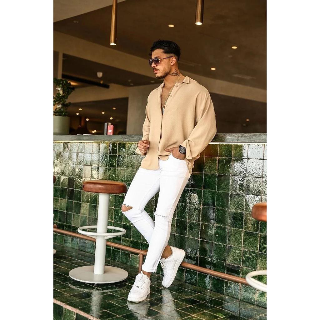 Cămașă supradimensionată Aerobin cu textura de vară pentru bărbați