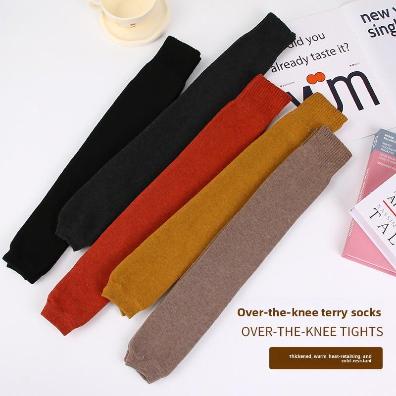 1-20Pairs Over Knee Fleece Lined Thermal Leg Warmers for Women Thick Terry Loop Knee Protector Winter Home Outdoor Sports Cozy