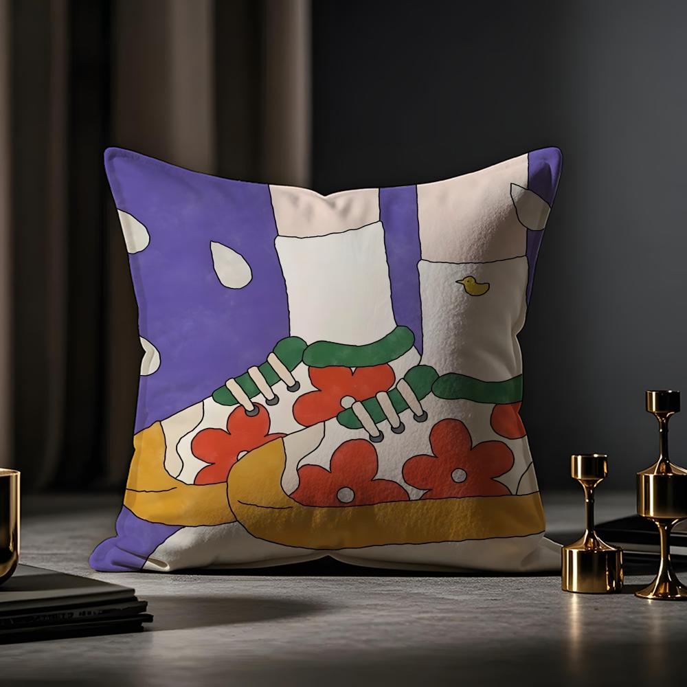 Japanese Hakowasa Warm Illustration Cushion Cover Anti-dustmite Pillowcase Invisible Zipper Silky Short Plush Sofa Cushion Cover