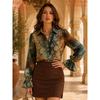 Womens Western Vintage Floral Shirt Long Sleeve Casual Top Daily Wear