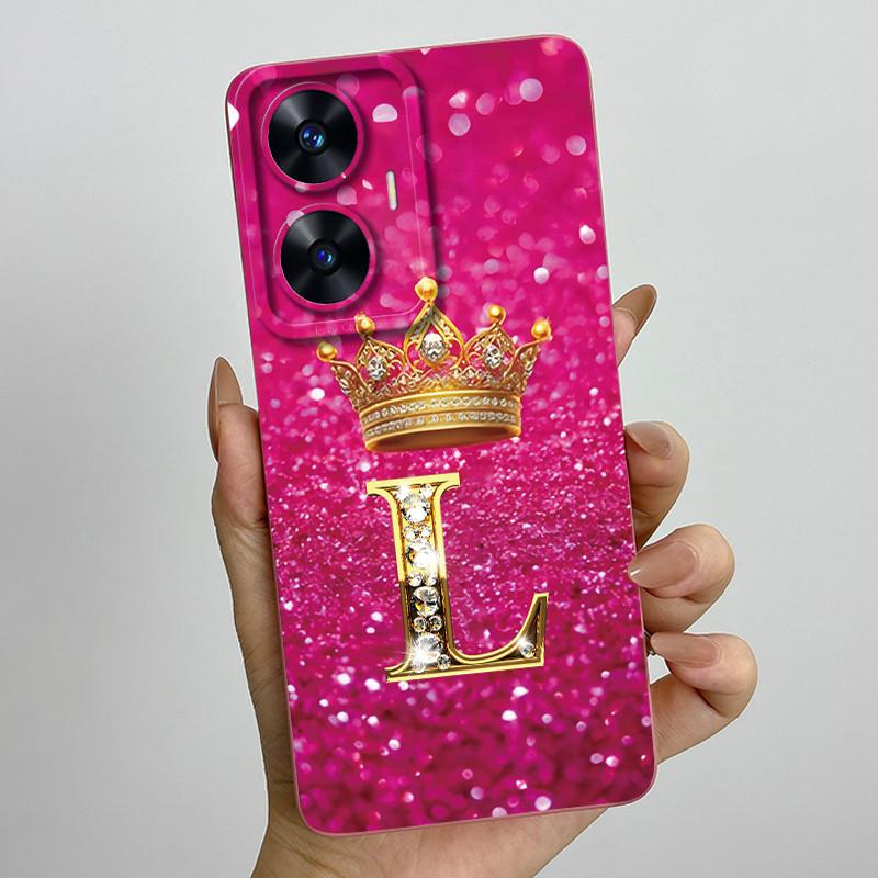 For Realme C55 RMX3710 Luxury Crown Letters Cover Soft Silicone Phone Case For Realme Narzo N55 C 55 RealmeC55 NarzoN55 Bumper