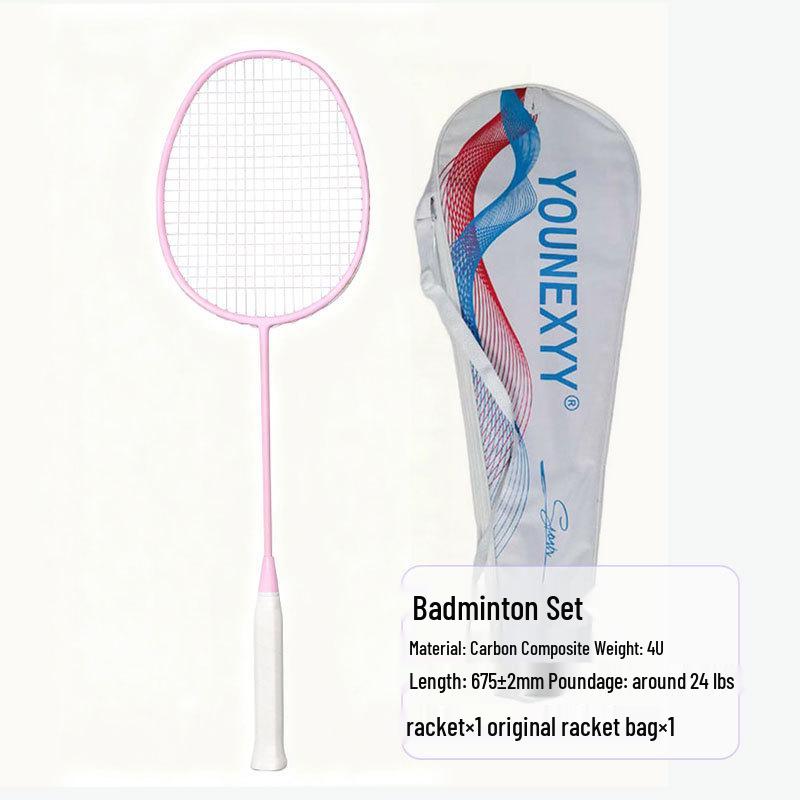 Women's Ultralight Carbon Fiber Badminton Racket Set for Beginners and Professionals - Durable Training Gear