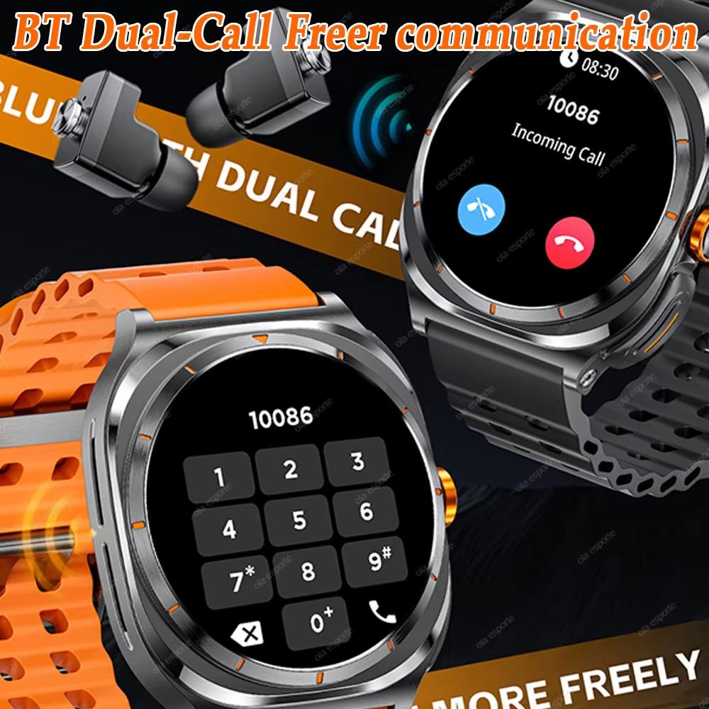 2025 New Smart Watch TWS Headset 2 In 1 AMOLED Wireless Headset Bluetooth Call Outdoor Sport Music Health Monitor Smartwatch Men
