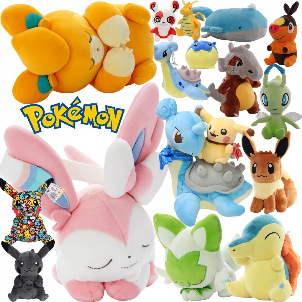 Pikachu Plush Sleeping Sylveon Plush Sprigatito Pawmi Stuffed Doll Lapras Cyndaquil Gengar Peluche Toys Hobbies Kid Gift