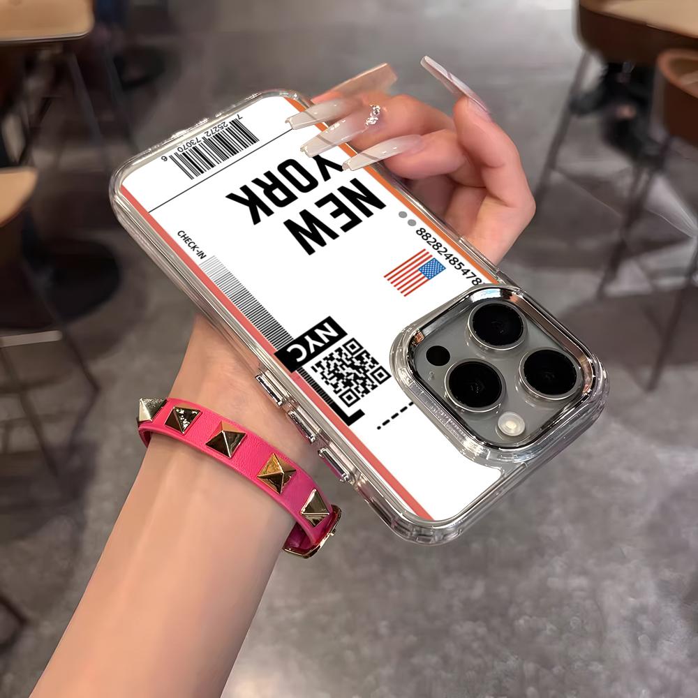 Plane Fight Ticket Phone Case For IPhone 17 Air 16 15 14 13 12 11 Pro Pro Max Plus Transparent Soft Cover