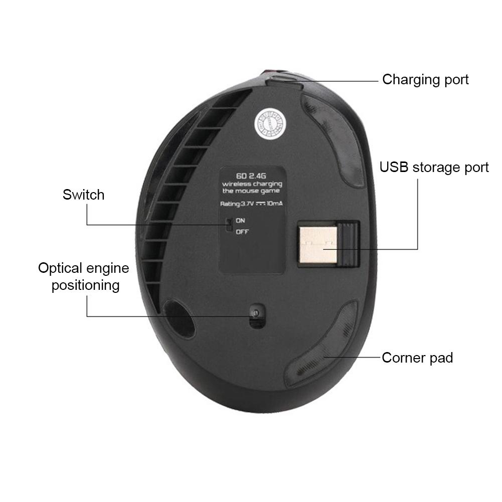 2.4G Vertical Mouse Rechargeable Wireless Vertical Ergonomic Optical Mouse W/ USB Receiver for Laptop Laptop PC MacBook Windows