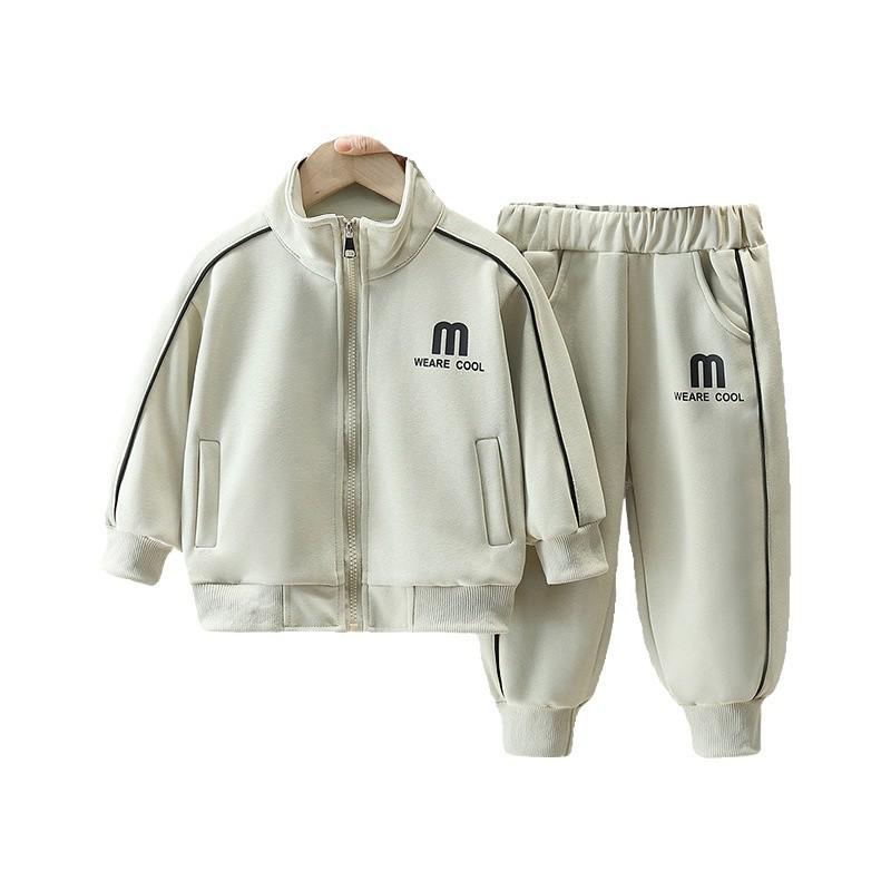 Korean Style Toddler Boys' Letter Cardigan Jacket & Pants Set - Spring/Autumn Collection