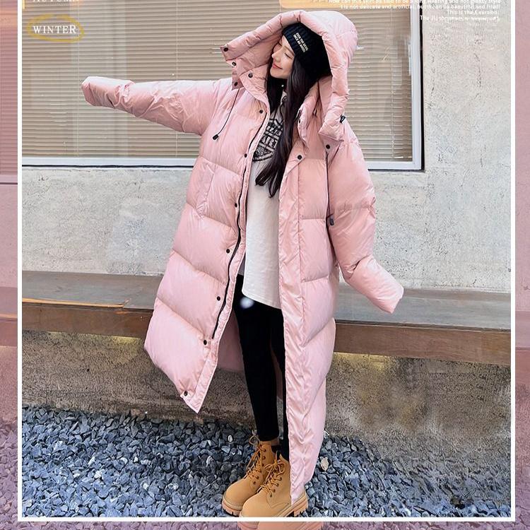 Oversize Cotton Jacket for Women, Long Overknee Length Bread Coat with Thickening