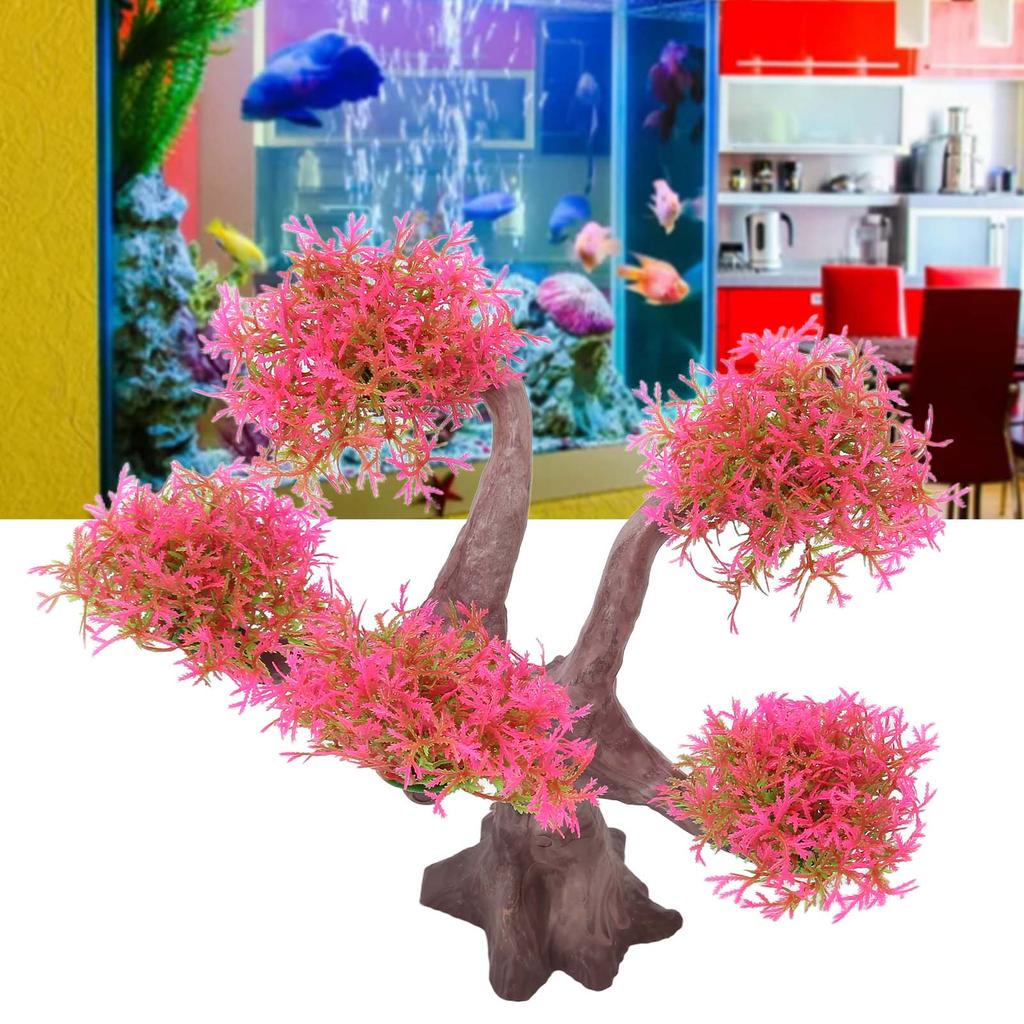 Aquarium Plant Ornament Simulation Artificial Beautiful Landscape Fish   Decoration Pink