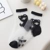 5Pairs Transparent Cat Crystal Silk Sock Non-Slip Breathable Nylon Ultra-thin Socks Hosiery All-match Tube Socks for Women