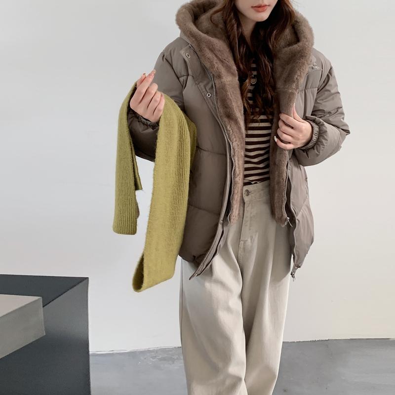 Winter Warm Puffer Jacket Outerwear Detachable Hood Cotton Coat for Women