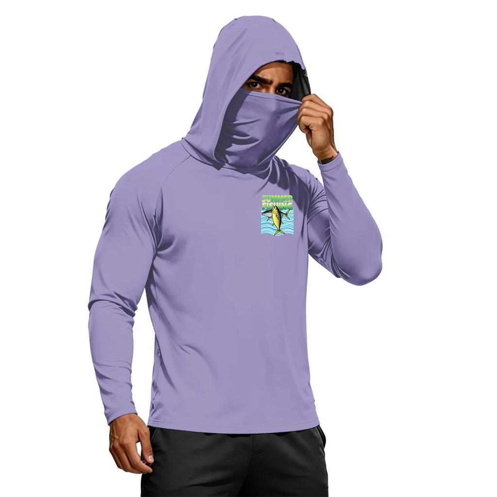 Men's Summer Long Sleeve Quick Dry Hoodie UPF50 Plus Sun Protection Lightweight Fitness Outdoor Sports Hooded Shirt
