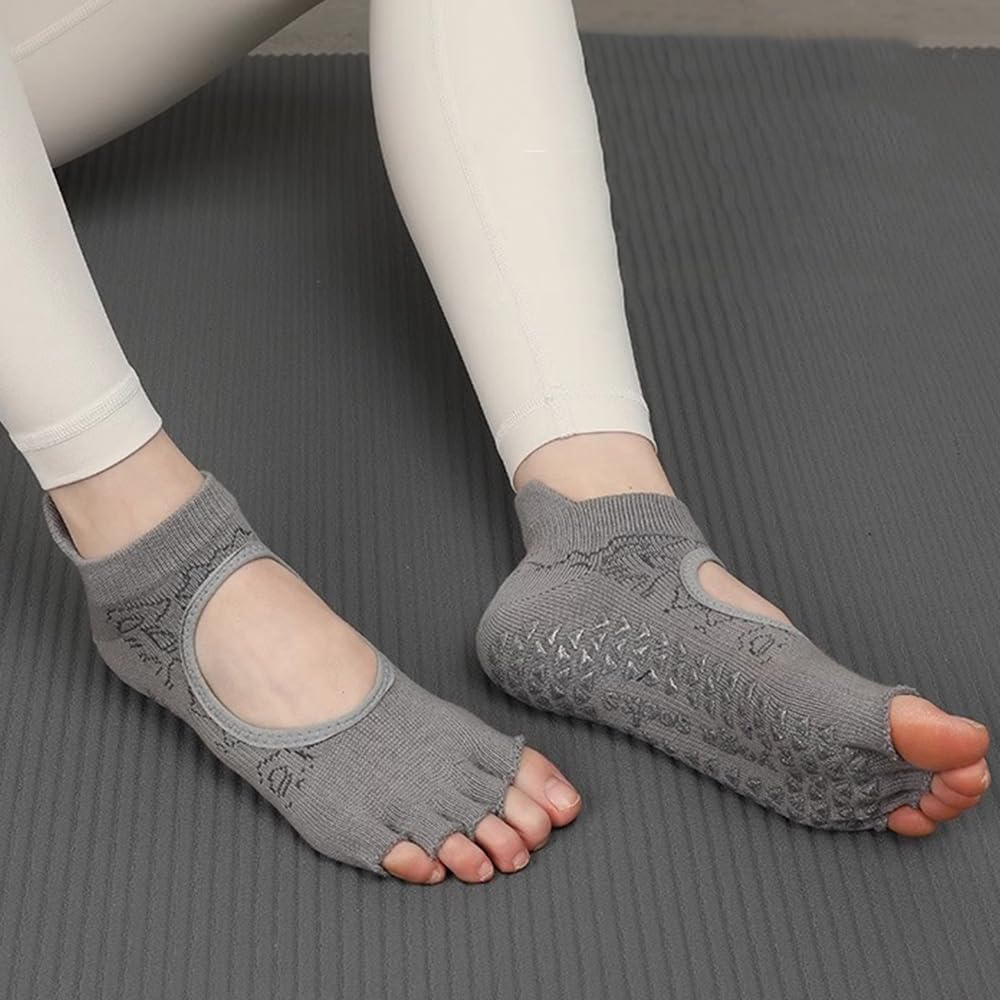 Yomoment Yoga Sports Pilates Socks, Socks, Non-Slip, Toeless, Five-Toe, Socks, Sweat-Resistant