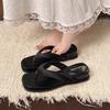 Fashion Slope Heel Flip-flops Slippers Women's Shoes Outer Wear Summer Seaside Silver Sandals Beach Shoes Niche Sandals
