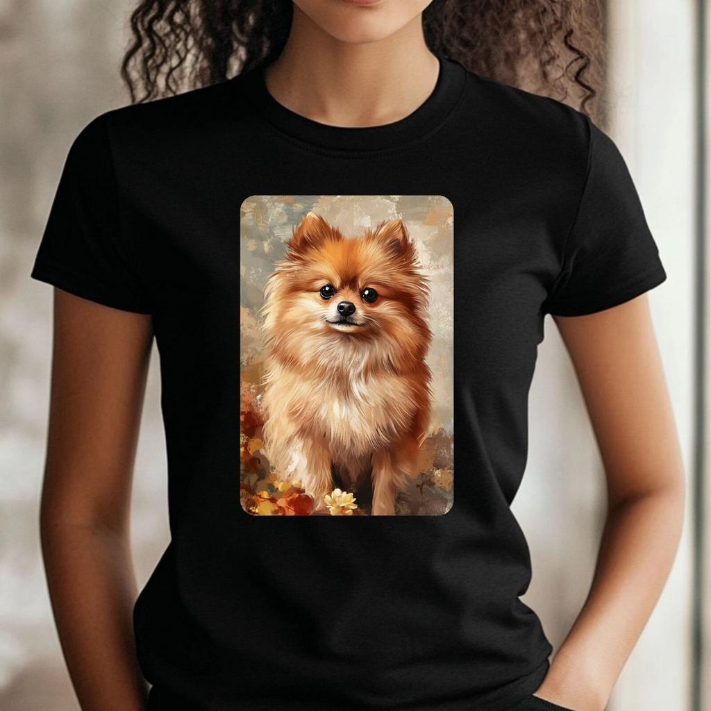 T-Shirt Frauen Pommerscher Hund Motiv Baumwolle Größe XS bis 3XLWird in neuem Fenster oder Tab geöffnet