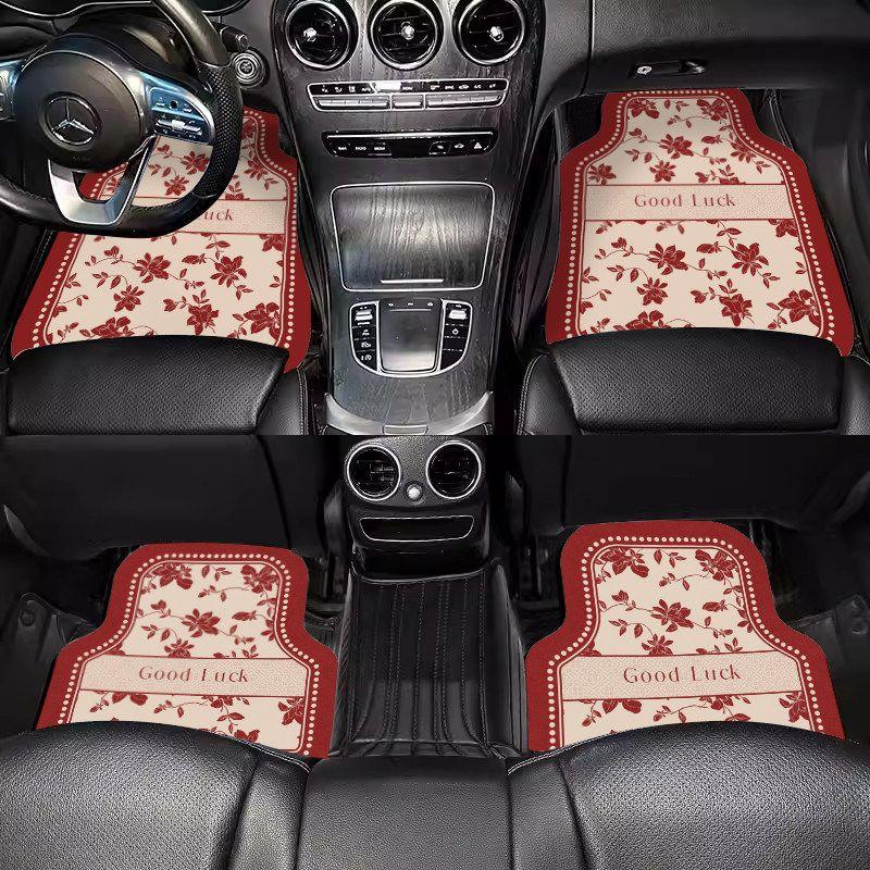 New Chinese-Style Car Floor Mats, Universal, Dirt-Resistant, Earthy Red, with a Sense of Atmosphere, Can Be Cut, Diatomaceous Earth Car Carpet Mats