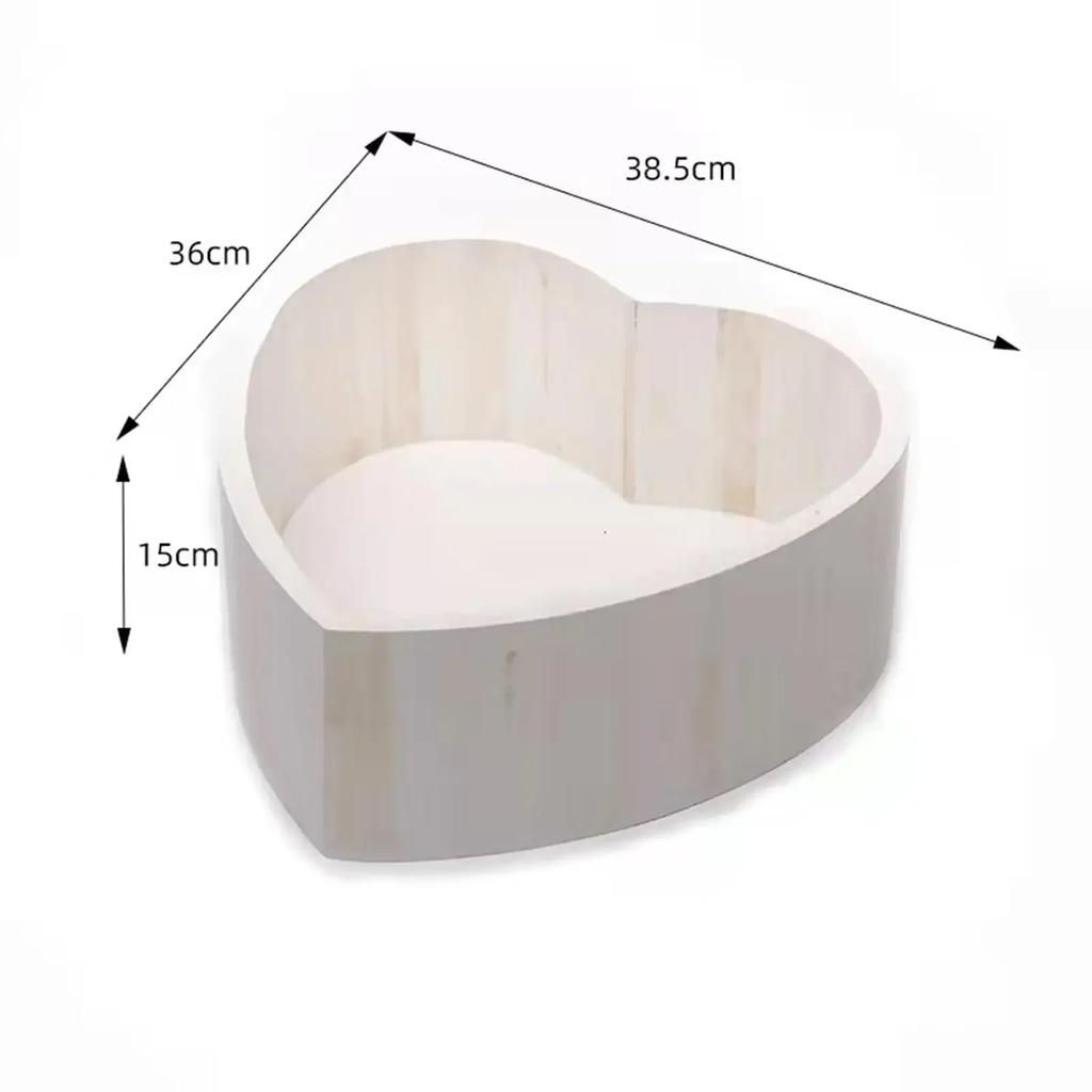 Baby Bed Set Heart Shape Box Vintage Wooden Basin Newborn Posing Gear Safe Photo Shooting Accessories For Newborn Portrait Props
