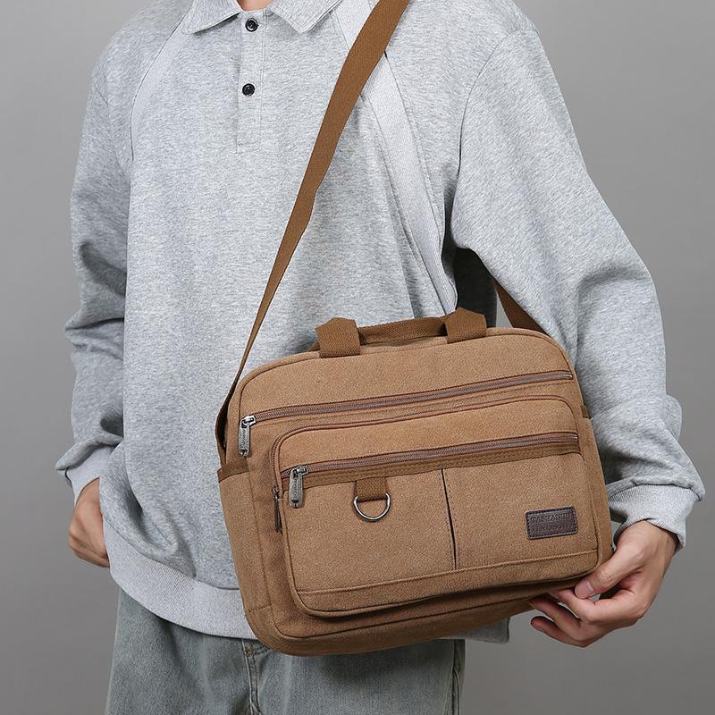 Men's Crossbody Bag Canvas Shoulder Bag Sports Business Handbag