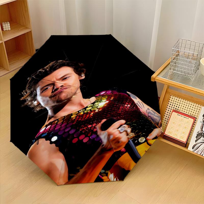 Harry Styles Print 8?Ribs Automatic Umbrella Wind Resistant Lightweight Folding Umbrella For Outdoor Travel