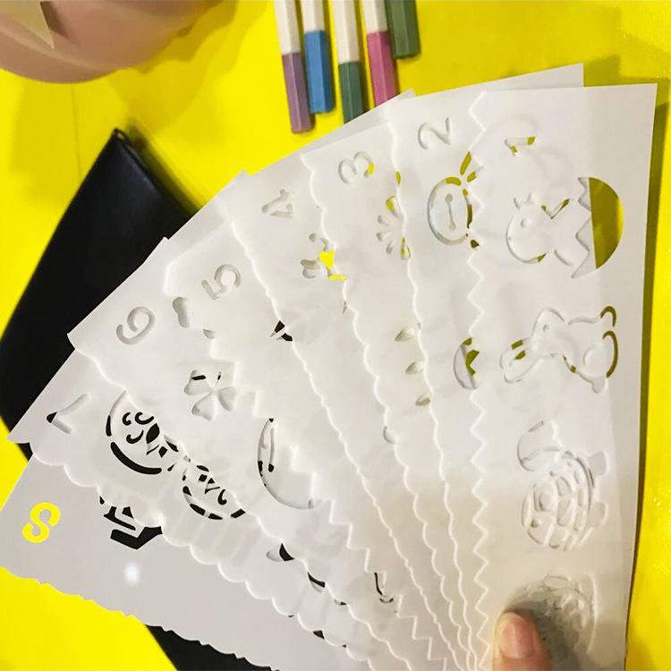 Cartoon DIY Template Album: Kids' Lace Ruler Drawing & Color Painting Set