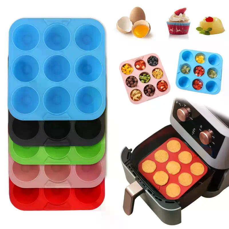 Multiuse Silicone Baking Tools, 1Pcs 9 Holes Square Non-Stick Muffin Cupcake Pan, Also for Soap, Chocolate