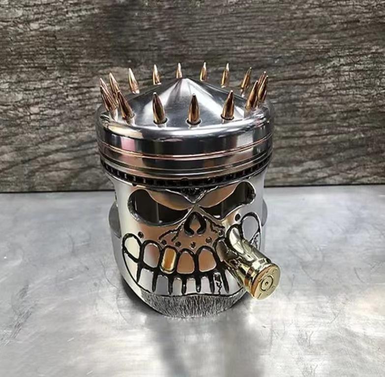 Carved Piston Skull Face Sculpture Resin Skull Artwork Statue Crafts Home and Office Personalised Desktop Decoration Ornaments