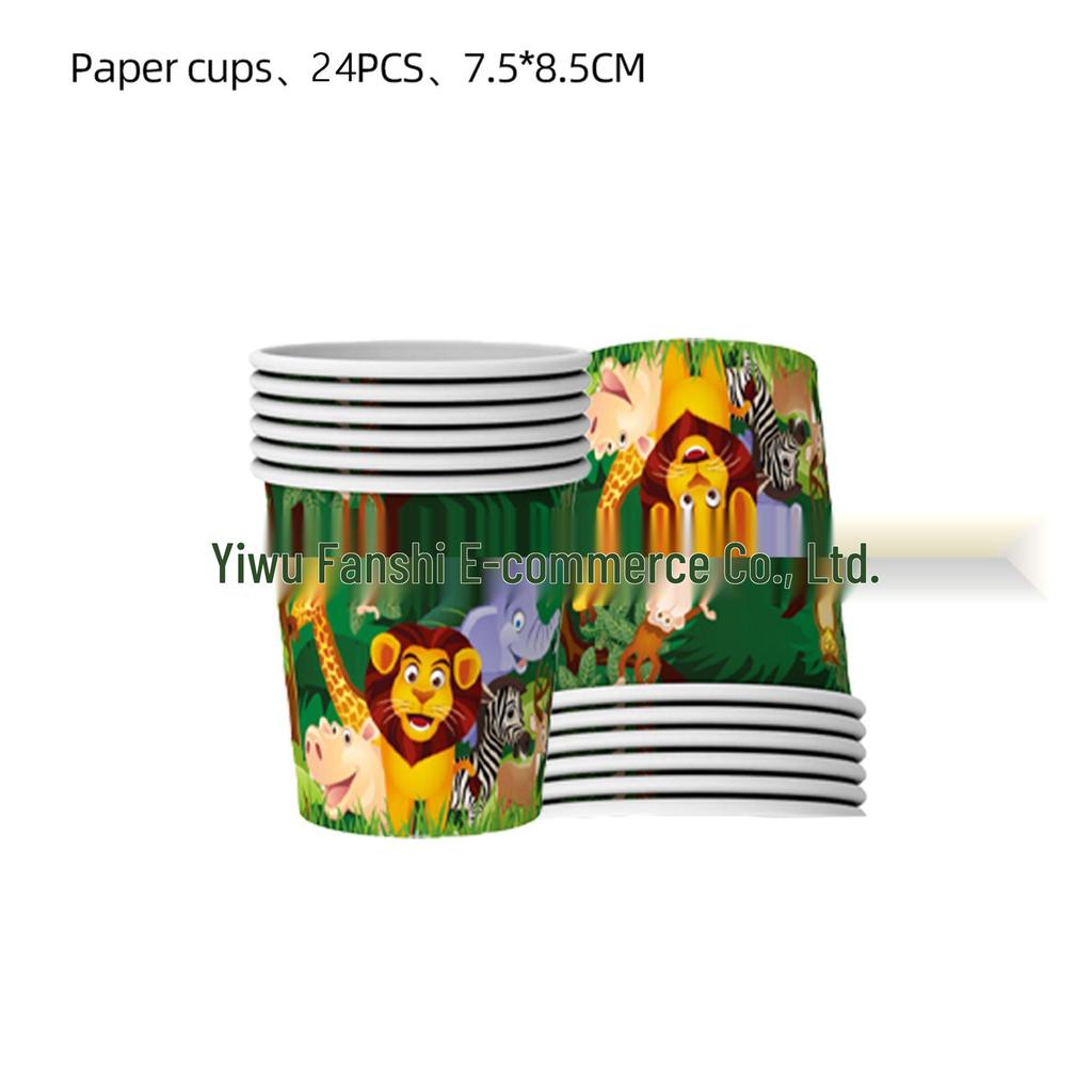 Jungle Animals Birthday Party Tableware for 24 - Plates, Napkins & Cutlery