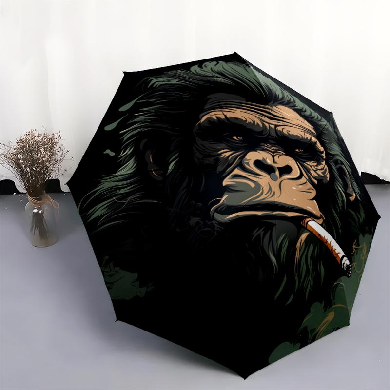 1 PC Automatic Folding Umbrella - gorilla Pattern, Portable & Foldable Design with 8 Ribs, Christmas Birthday Gifts