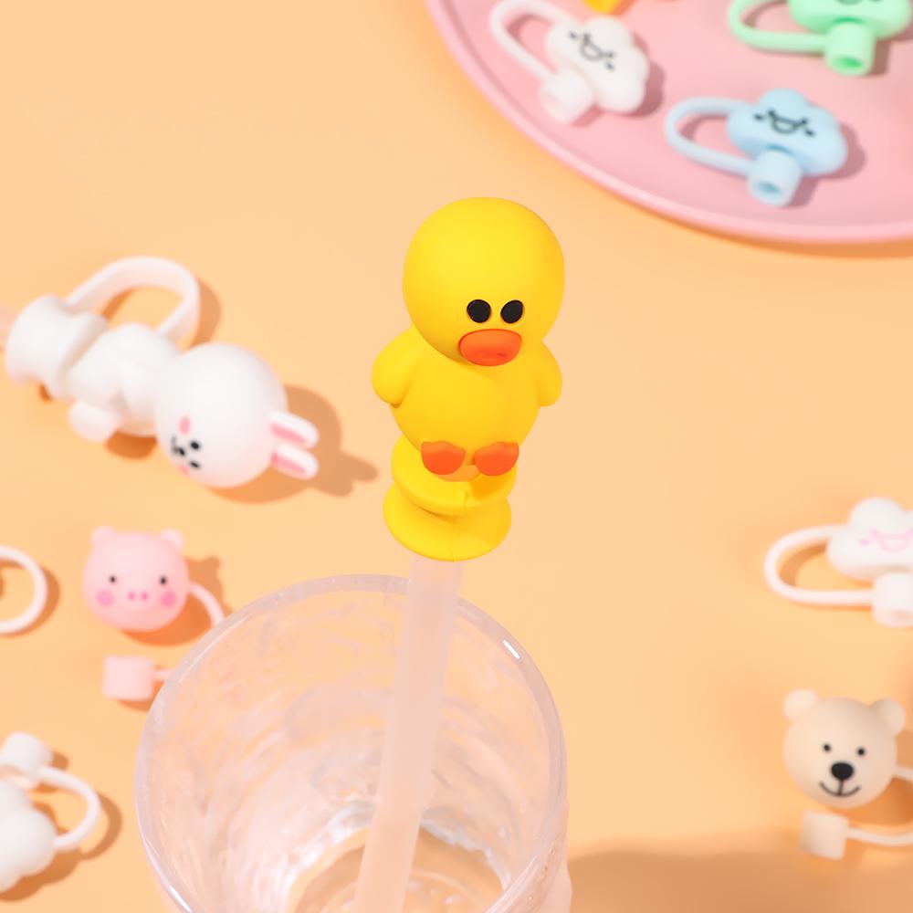 1pcs Reusable Straw Tips Airtight Cartoon Plugs Cover Silicone Straw Plug Cup Accessories Drinking Dust Cap