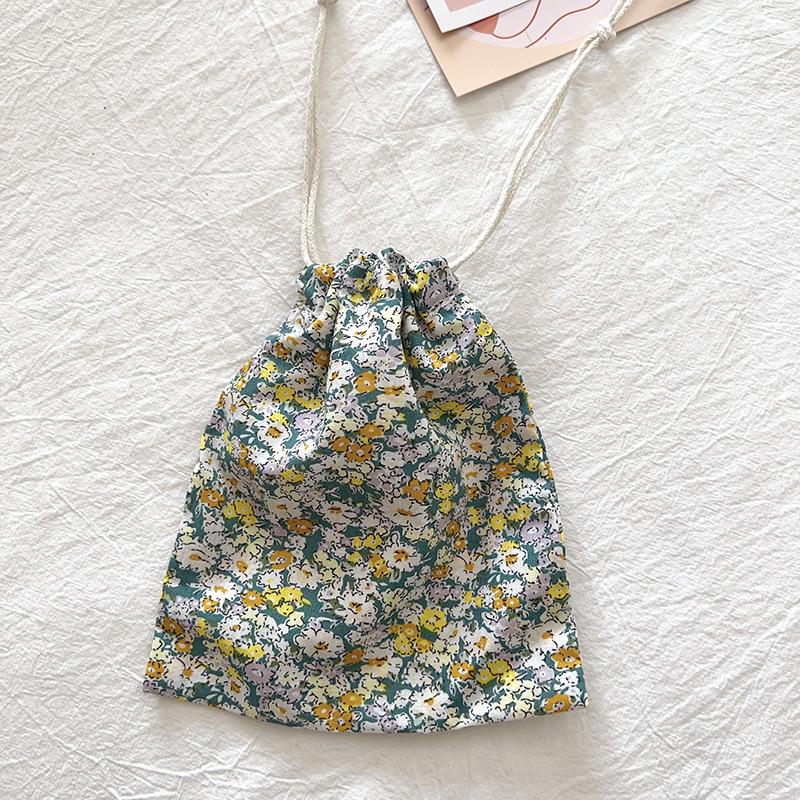 Floral Mini Cotton Drawstring Pouch for Jewelry, Cosmetics, & Lipstick - Dustproof & Cute