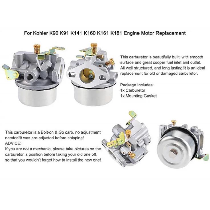 Carburetor Carb for Kohler K90 K91 K141 K160 K161 Motor Engine 46 853 01-S/46 053 03-S with Gasket