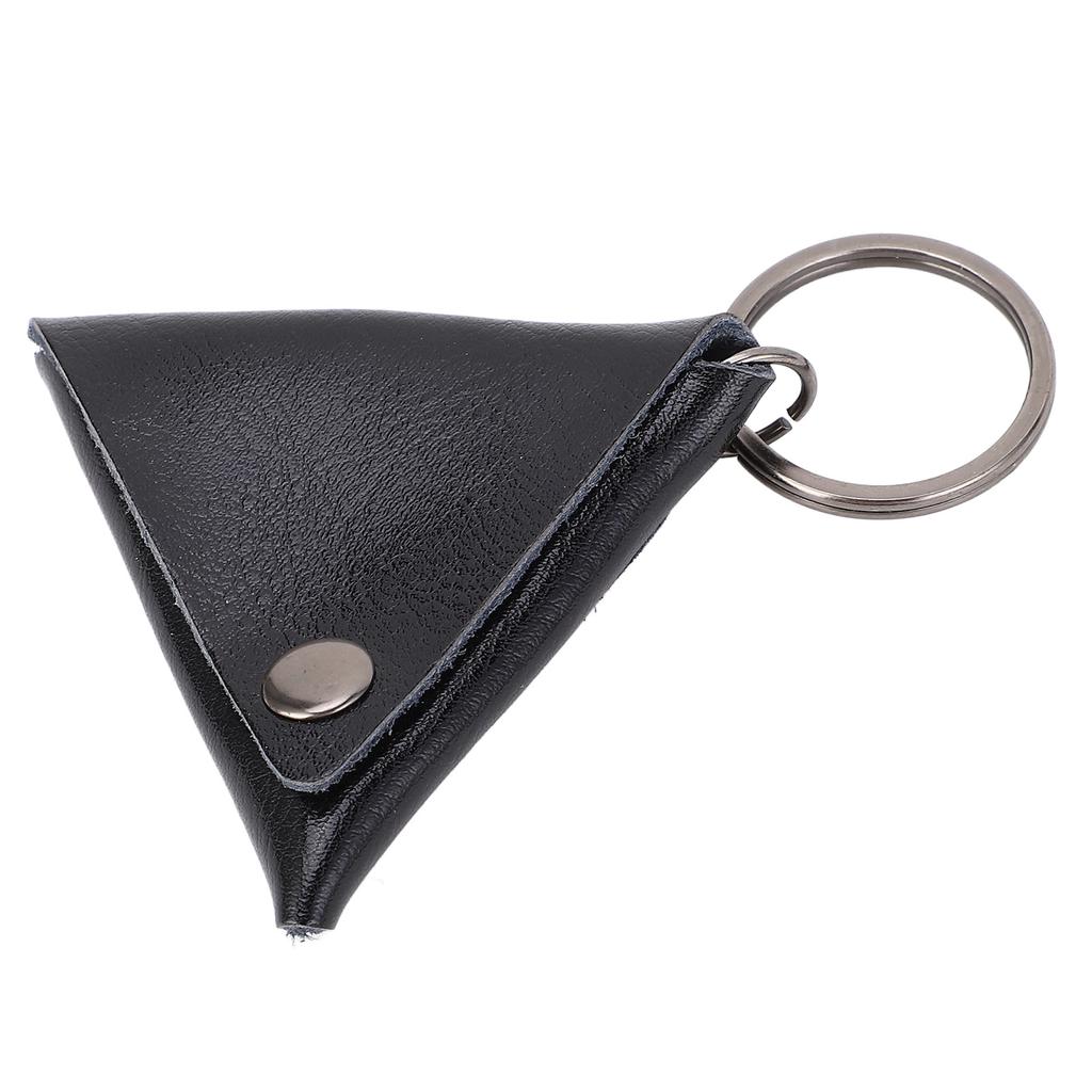 Guitar Pick Bag Faux Leather Waterproof Easy To Clean Portable Keychain Design Guitar Pick Holder Case Black