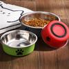 1pc Durable Stainless Steel Pet Bowl Anti Slip, Easy To Clean, Cute Paw Print Dog Bowl Perfect For Food & Water