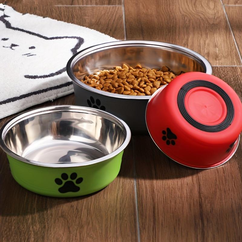 1pc Durable Stainless Steel Pet Bowl Anti Slip, Easy To Clean, Cute Paw Print Dog Bowl Perfect For Food & Water