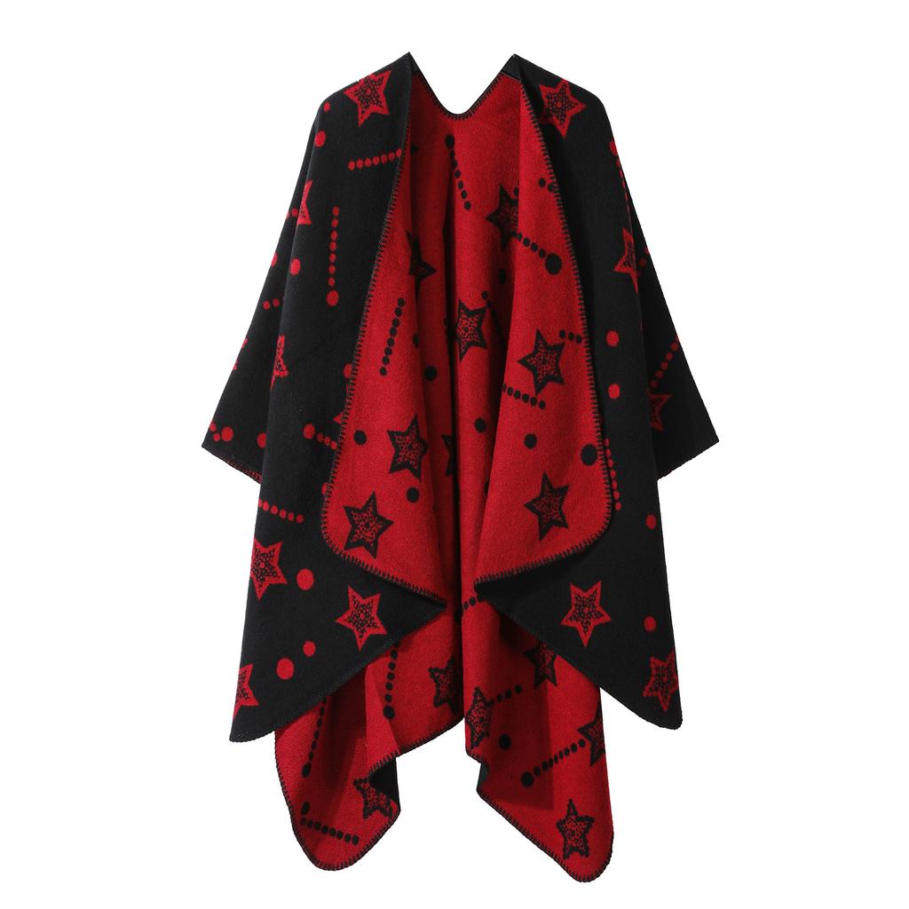 Damenschal im europäischen und amerikanischen Stil, Herbst- und Winterschal, warm, schlicht, modisch, Umhang, dicker Strickmantel