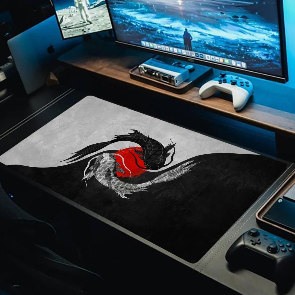 Yin-yang Fish Mouse Pad Black & White Sakura Office Laptop Desk Mat Game Accessories Mousepad XXL Rubber HD Gaming Long Desk Mat