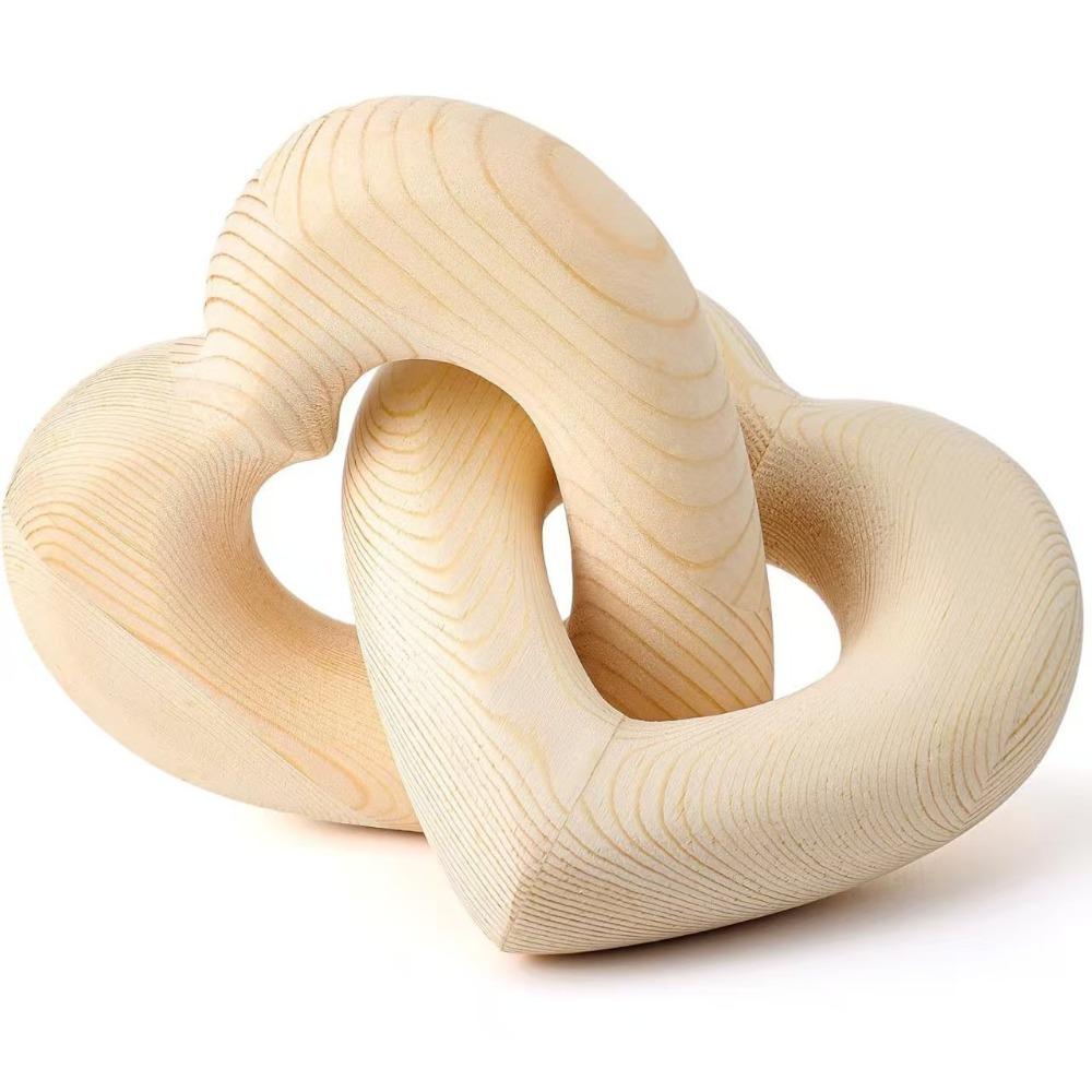 Romantic Interlocked Double Heart Chain Handmade Hearts Ring Table Sculpture Valentine Decor